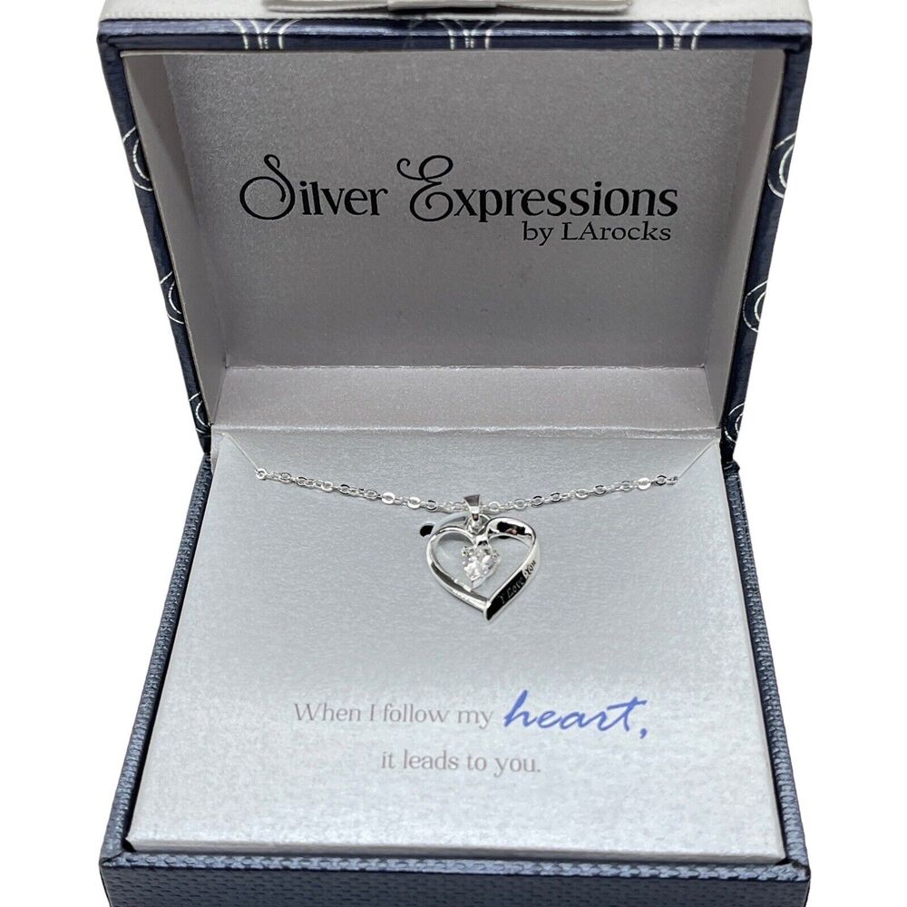 Silver Expressions Necklace I Love You Valentine Silver Tone New in Box 18" Gift